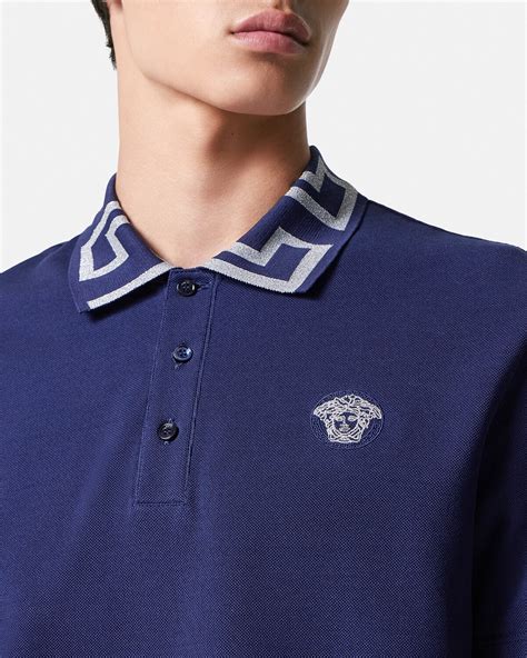 versace collection collar polo t shirt navy|versace look alike shirts.